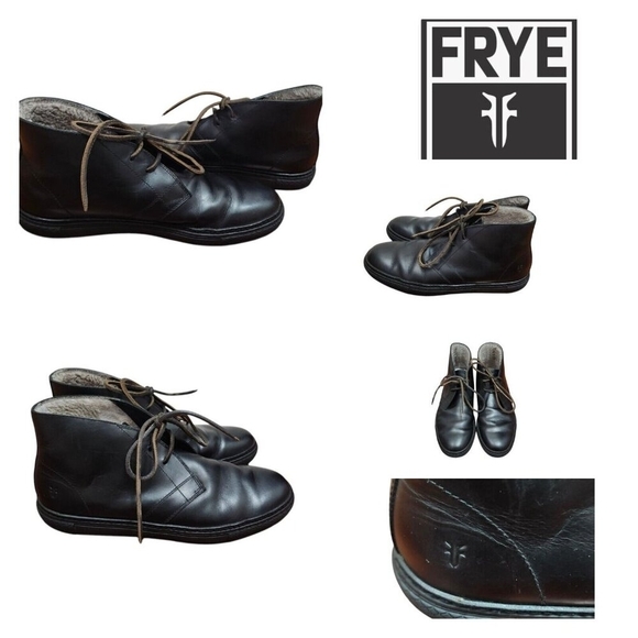 FRYE Shearling Leather Boots Black US 10 Winter MenShoes
